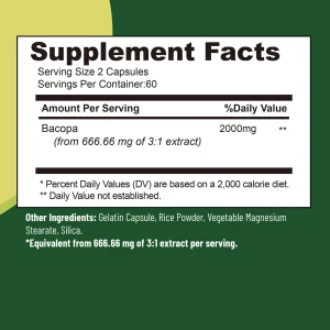 Bacopa Monnieri Extract - Antioxidant Support, Immune and Cognitive Improvement