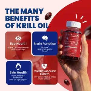 Krill Oil Astaxanthin Capsules for Joint, Skin, Brain & Eye Health